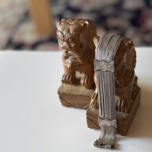 Art Deco 13-Strand Foxtail Sterling Bracelet with Slider Pin Closure. 31.5 grams